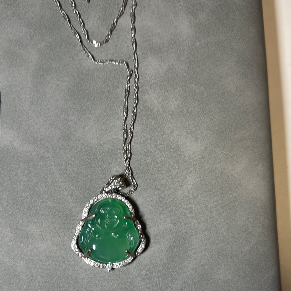 Elegant Green Jade Buddha Pendant Necklace